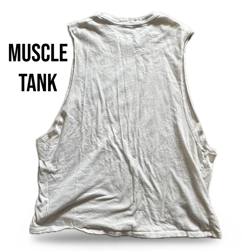 American Eagle 'Keep Smiling' White Muscle Tank Top - Picture 2 of 5